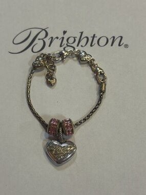 🌸Brighton SWAROVSKI CRYSTAL Used Heart Charm Bracelet - PRICED TO SELL!